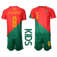 Portugal Bruno Fernandes #8 Hjemme Trøje Børn VM 2022 Kortærmet (+ Korte bukser)